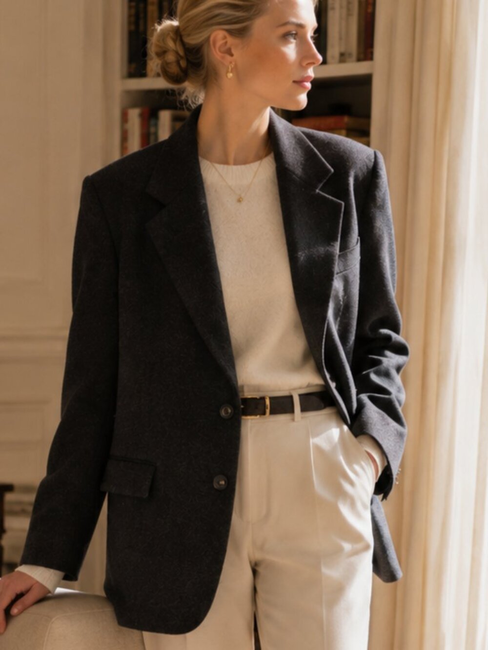 Vintage Pietrafesa 100% Loro Piana Cashmere Black Blazer Jacket Size 8 USA Made